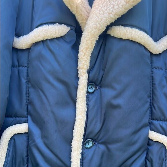 Westwinds Navy Blue Shearling-Lined Jacket 70s 80s Vintage Rare Winter Coat M - Picture 4 of 16